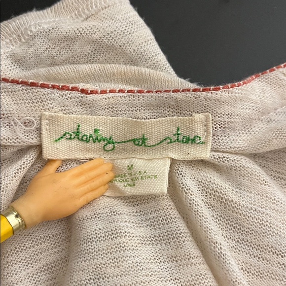 Anthropologie Staring At Stars Cream Draped Embroidered Cardigan Size M - Picture 5 of 7